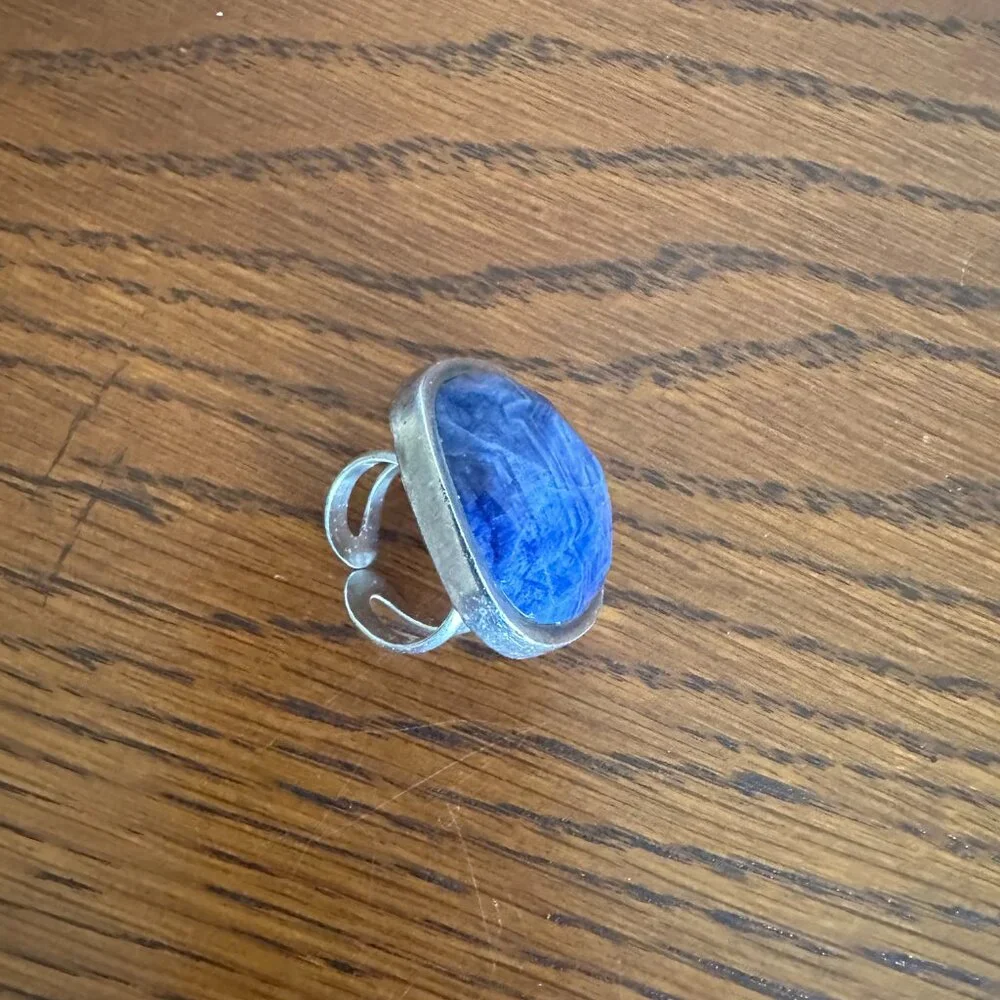 Sterling Silver and Sodalite Stone Ring from Ilaria Peru - Adjustable